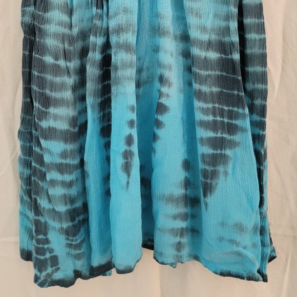 Blue Mini Sundress Coverup Cap Sleeves V Neck Size M - Picture 2 of 5